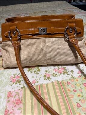Vintage Gianni Bernini Cream Canvas Shoulder Bag